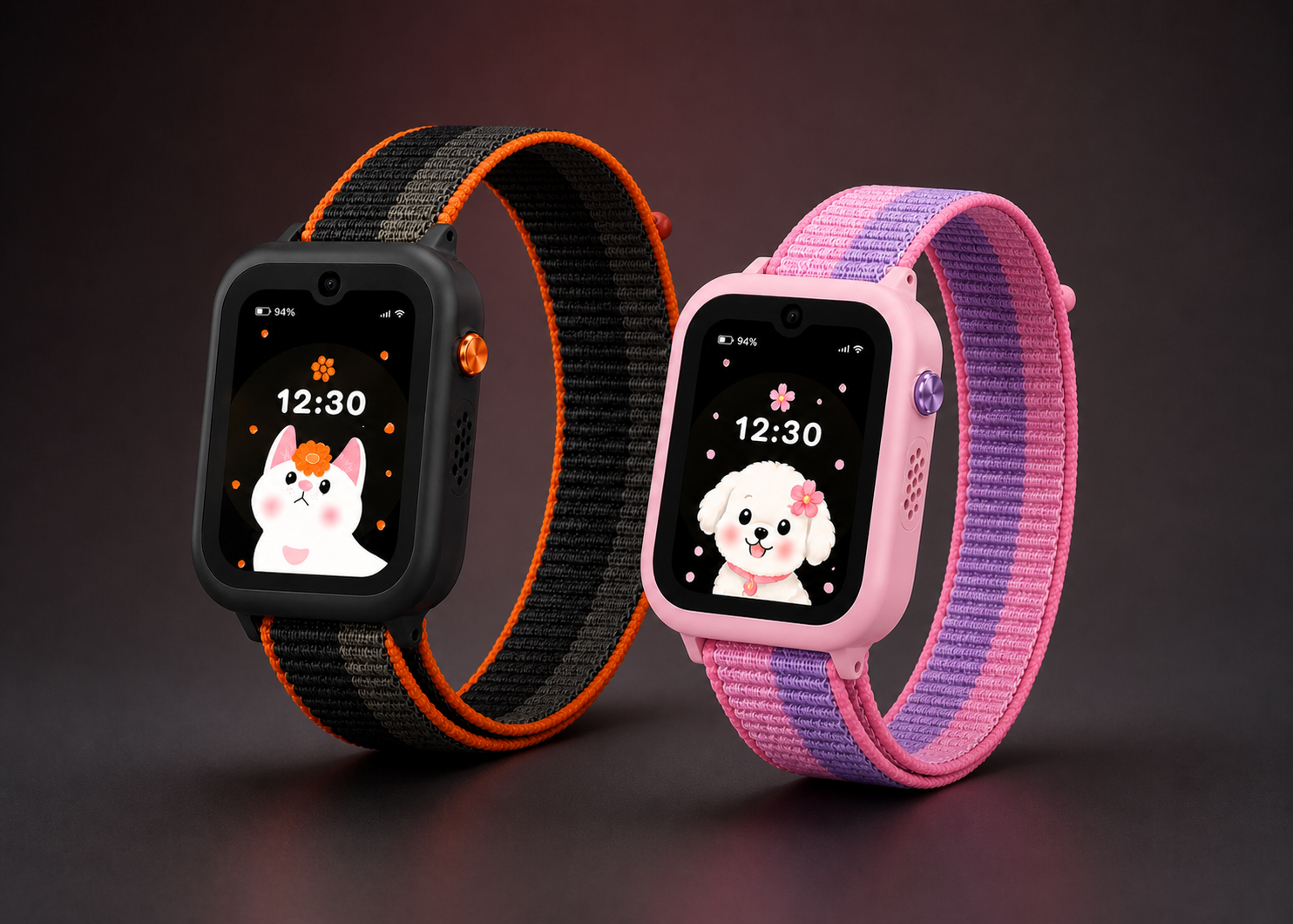 다크 그레이와 핑크 컬러의 BERRY WATCH 제품 콘셉트